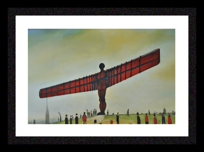 Angel Of The North - Lowry Style A4 Size Giclée Art Print. Available Framed or Unframed.