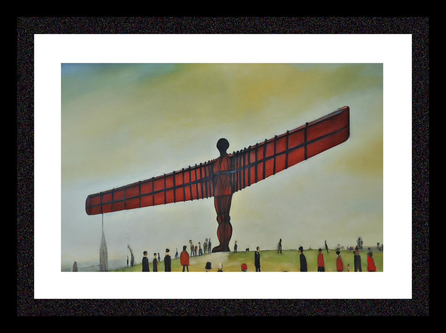 Angel Of The North - A3 Size Giclée Art Print. Lowry Style Art Print. Available Framed and Unframed.