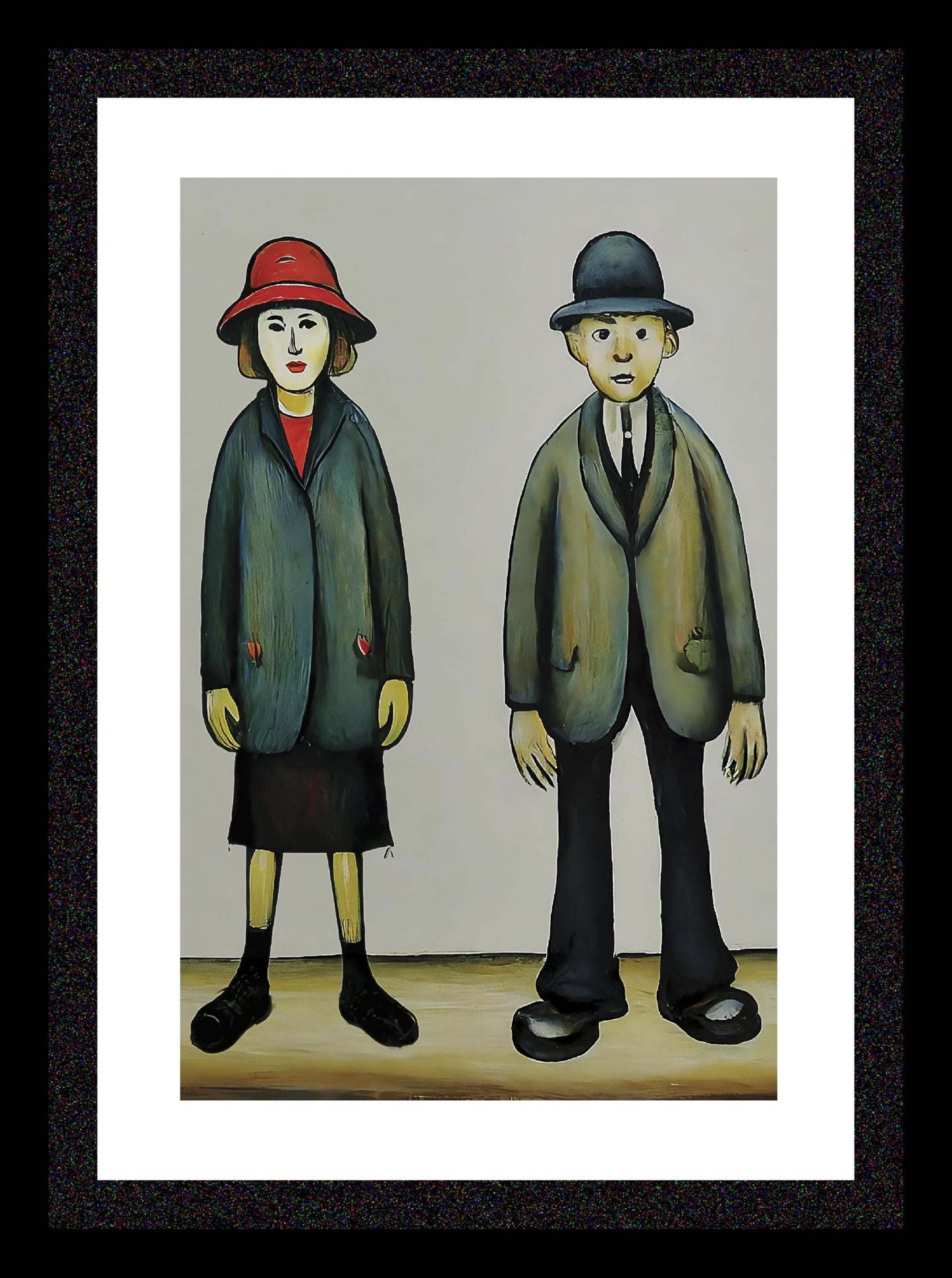 A "Happy" Couple - Lowry Style A4 Size Giclée Art Print. Available Framed or Unframed.