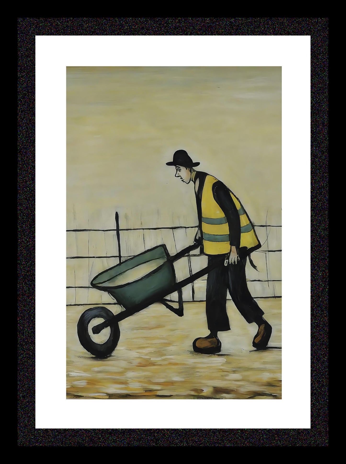 Wheelbarrow Man - Lowry Style A4 Size Giclée Art Print. Available Framed and Unframed.