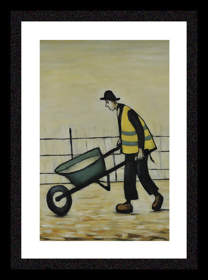 Wheelbarrow Man - Lowry Style A4 Size Giclée Art Print. Available Framed and Unframed.