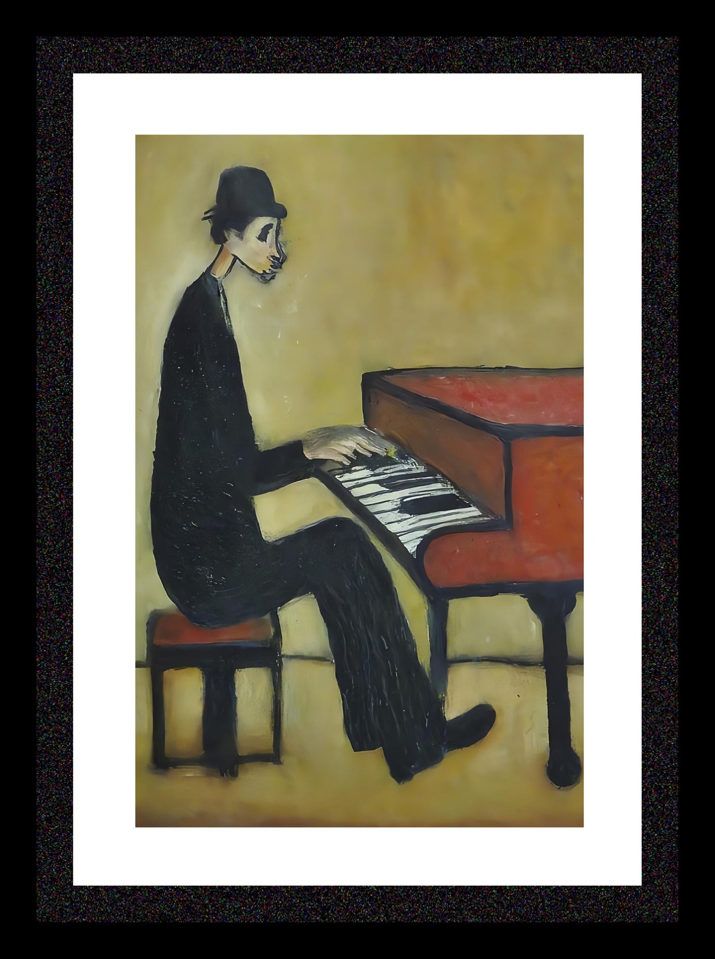 Piano Man - Lowry Style A4 Size Giclée Art Print. Available Framed or Unframed.