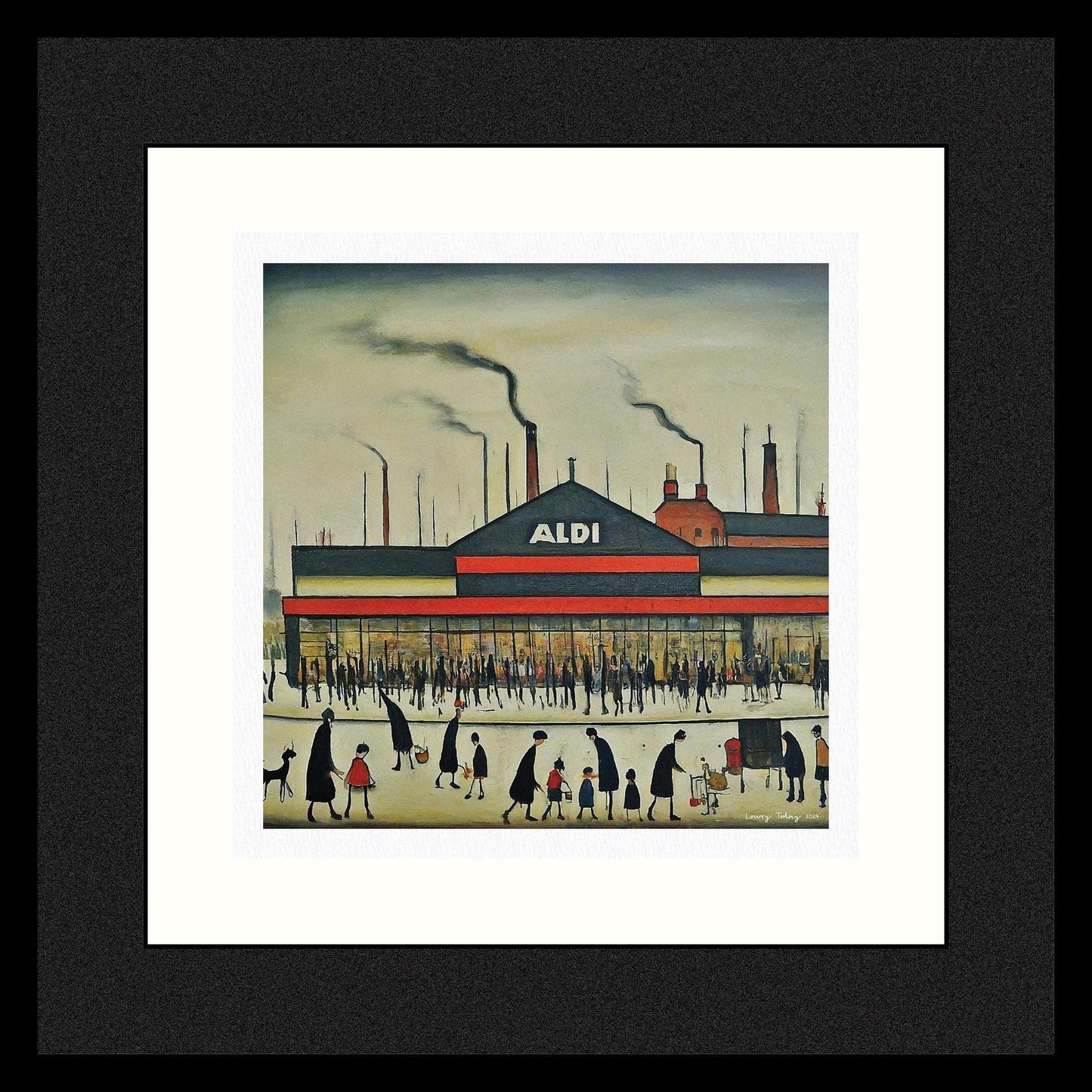 Aldi - Lowry Style Giclée Art Print. Available Framed/Mounted or Unframed