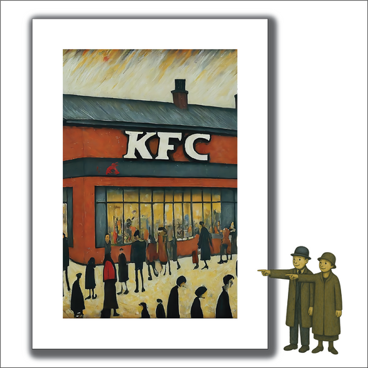 KFC - A4 Size Giclée Art Print. Lowry Style Art Print. Available Framed or Unframed.
