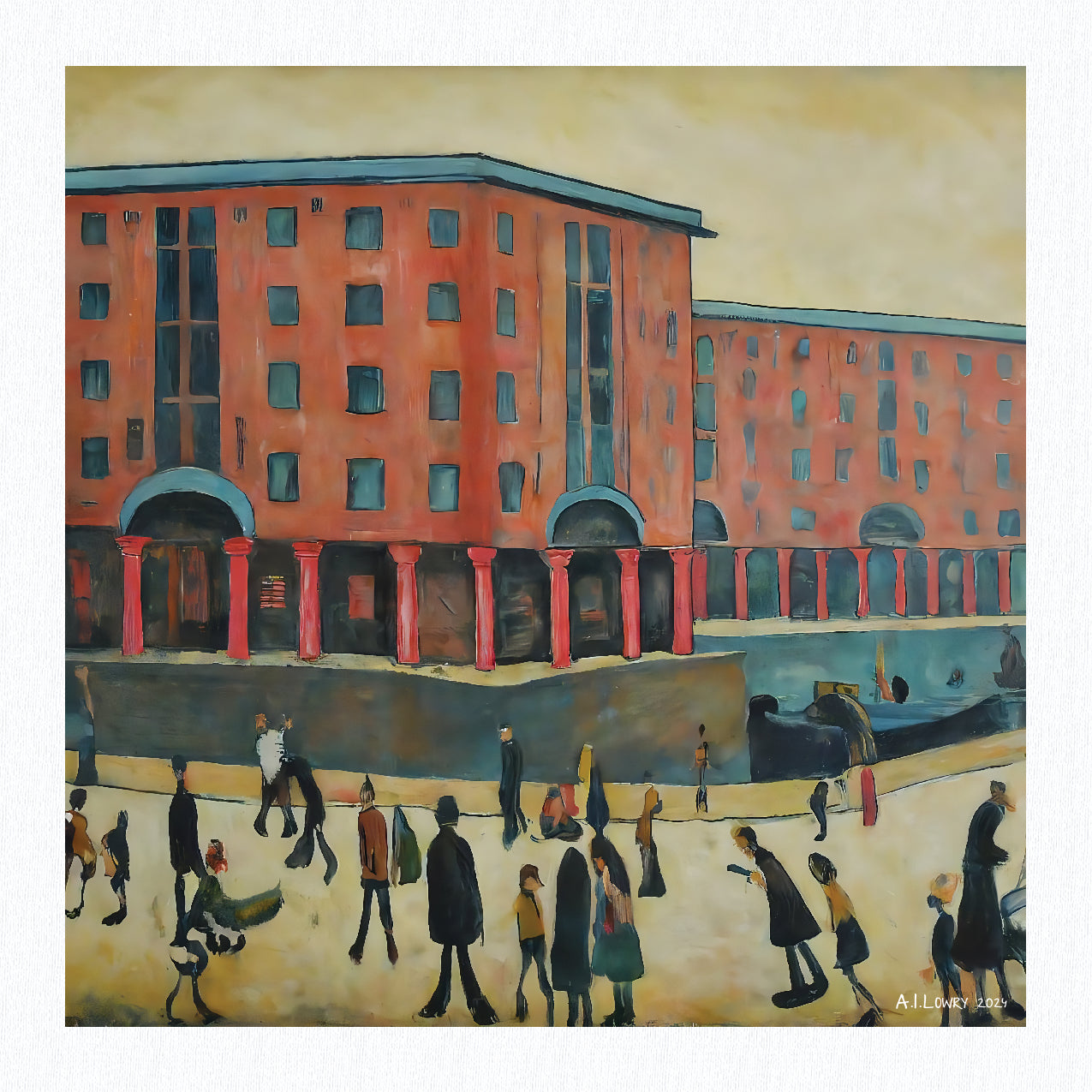 Albert Dock, Liverpool Lowry Style Art - Giclée Print. Framed/Mounted or Unframed