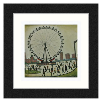 London Eye - Impression d'art giclée 21 cm de côté. Superbe image dans le style de LS Lowry 