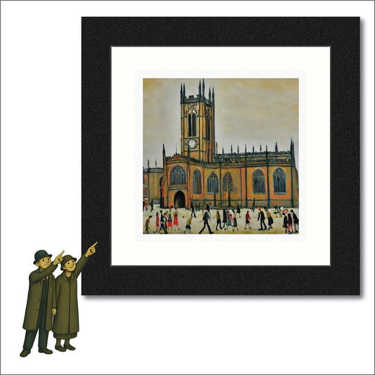 Manchester Cathedral Lowry Style Art Giclée Print Available Mounted/Framed Or Unframed