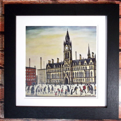 Manchester Town Hall Lowry Style Art Giclée Print Available Mounted and Framed or Unframed