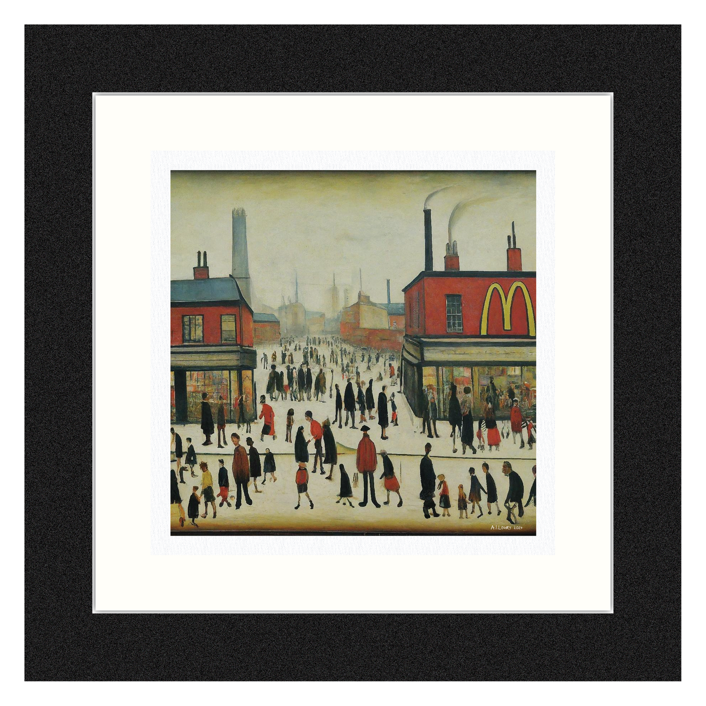 McDonalds - Lowry Style Giclée Art Print. Available Framed/Mounted or Unframed