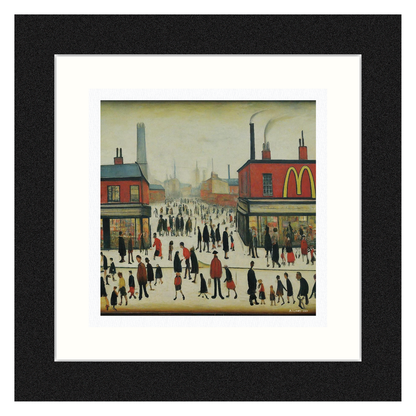 McDonalds - Lowry Style Giclée Art Print. Available Framed/Mounted or Unframed