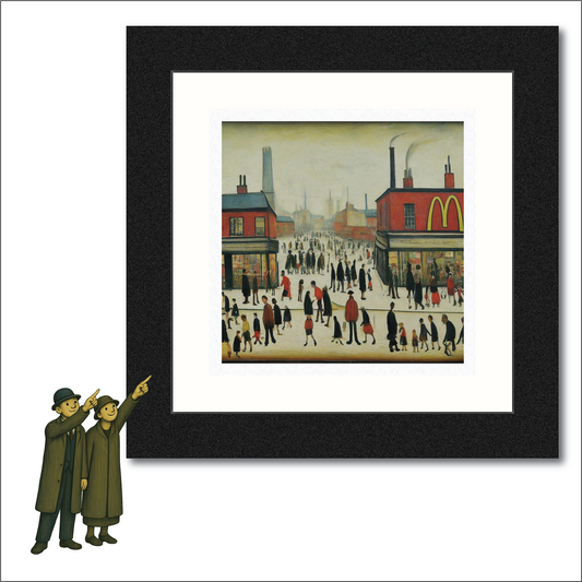 McDonalds - Lowry Style Giclée Art Print. Available Framed/Mounted or Unframed