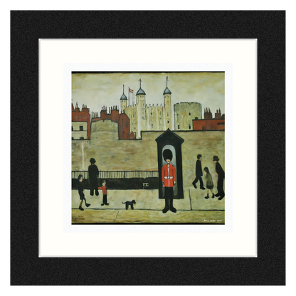 En garde - Impression d'art giclée 21 cm carré. Image fascinante dans le style de LS Lowry 