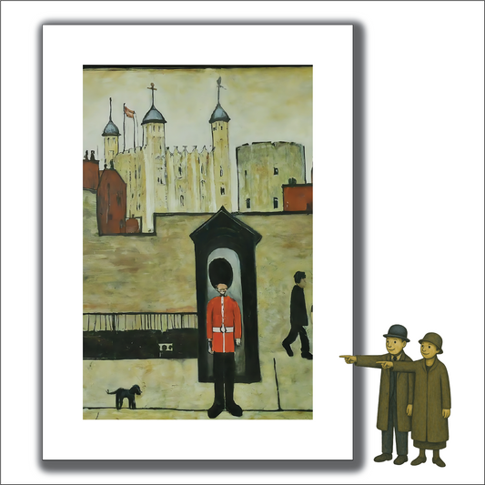 On Guard Tower of London - Lowry Style A4 Size Giclée Art Print. Available Framed or Unframed.