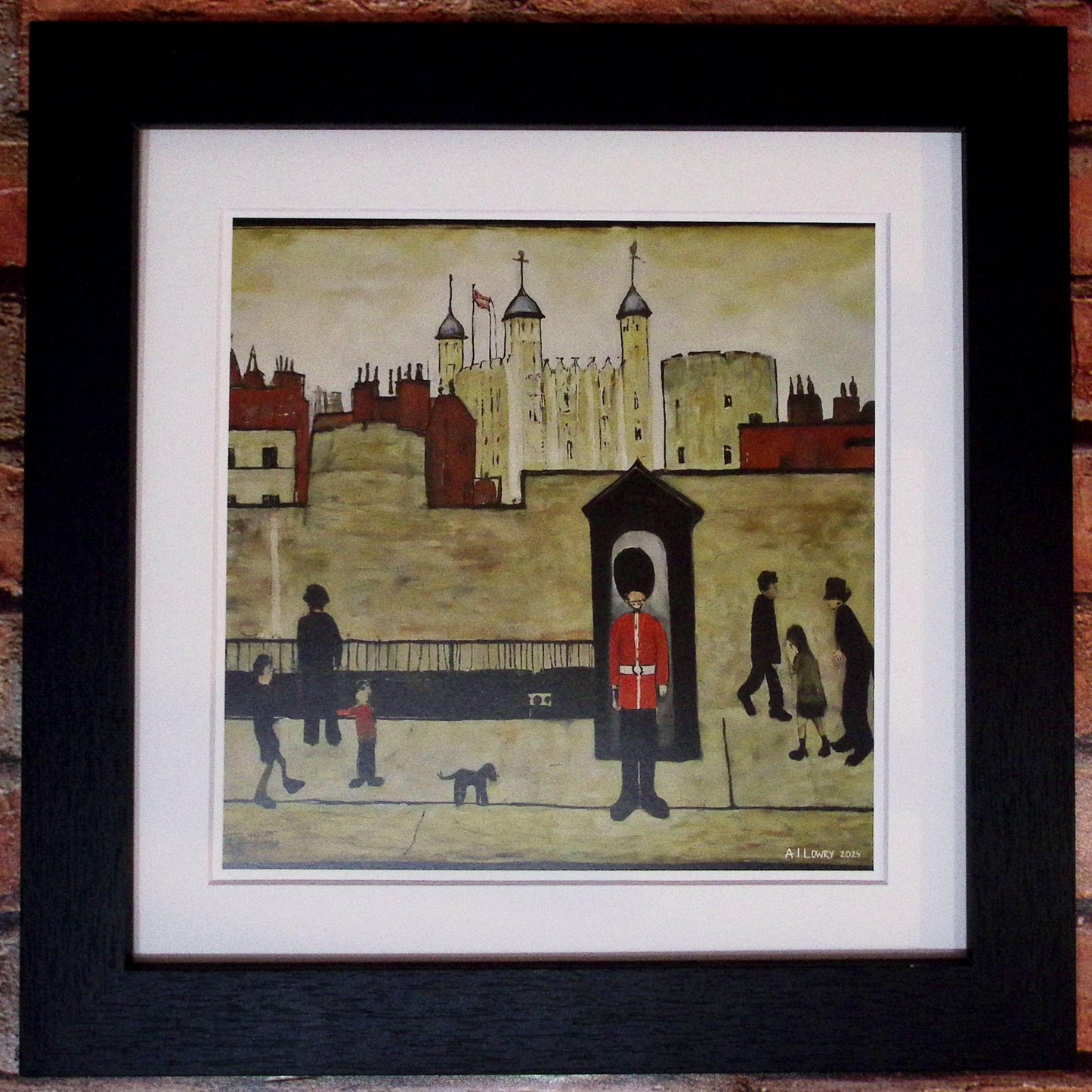 En garde - Impression d'art giclée 21 cm carré. Image fascinante dans le style de LS Lowry 