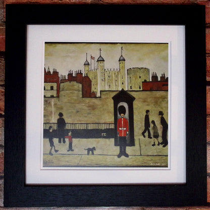 En garde - Impression d'art giclée 21 cm carré. Image fascinante dans le style de LS Lowry 