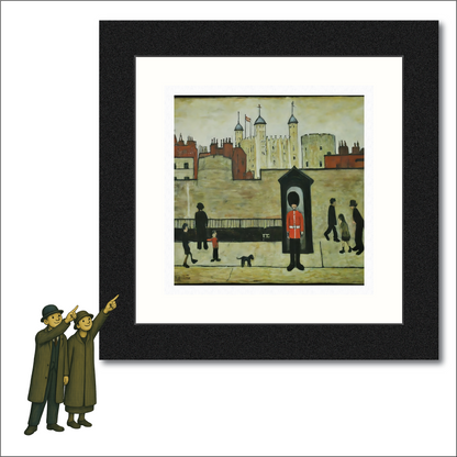 En garde - Impression d'art giclée 21 cm carré. Image fascinante dans le style de LS Lowry 