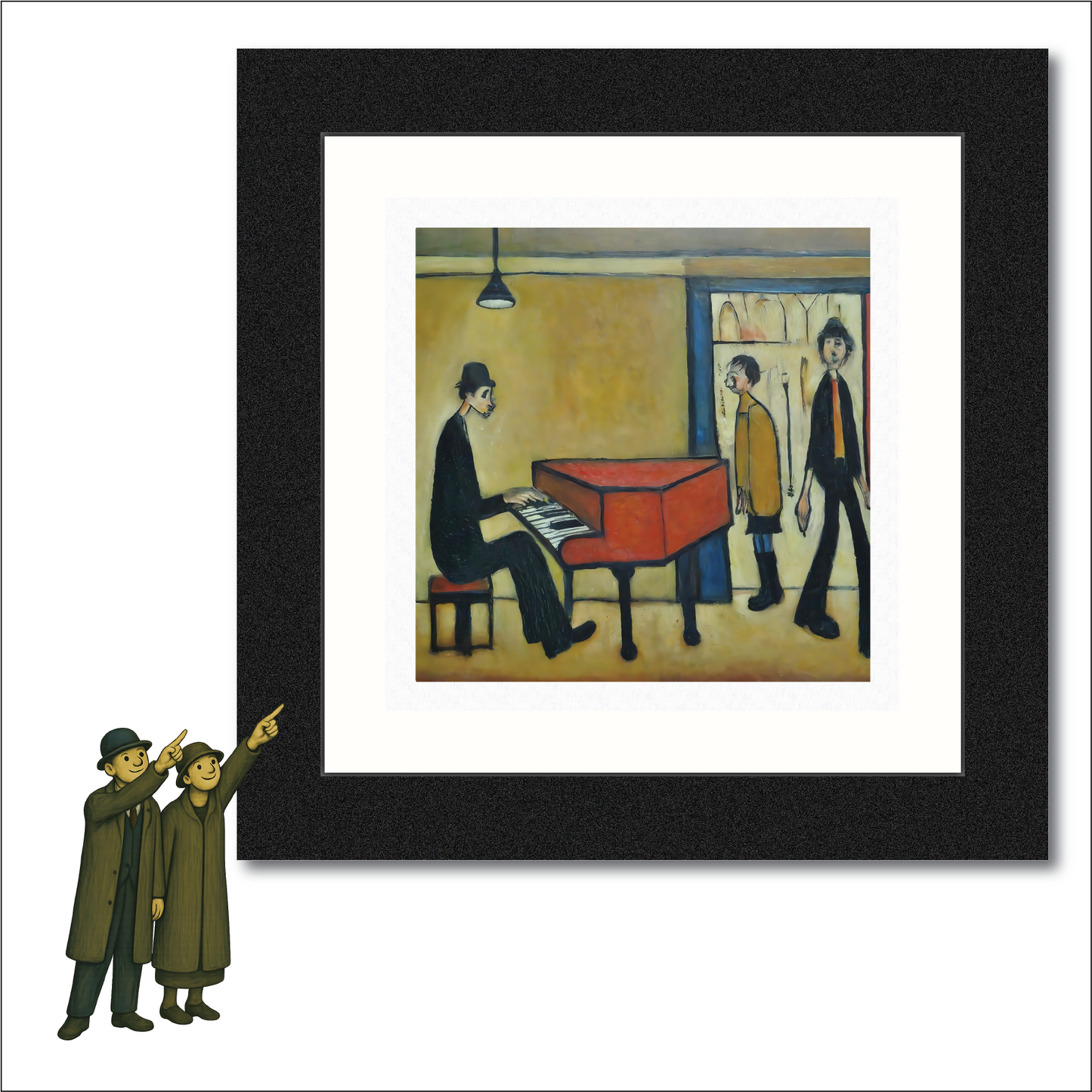 Piano Man Lowry Style Giclée Art Print. Available Framed/Mounted or Unframed