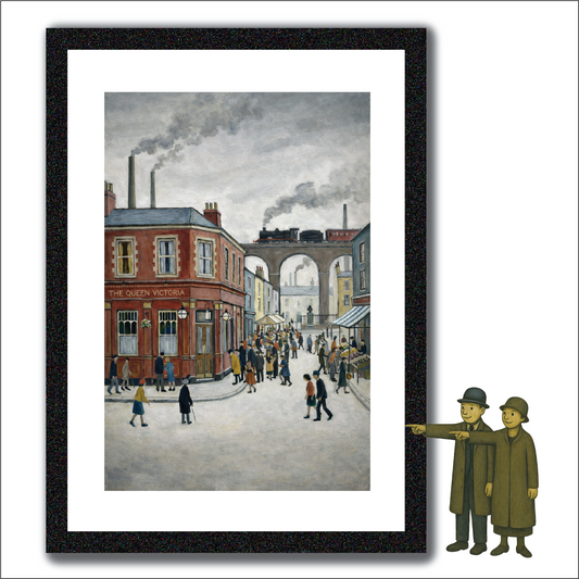 The Queen Vic Pub - Lowry Style A4 Size Giclée Art Print. Available Framed or Unframed