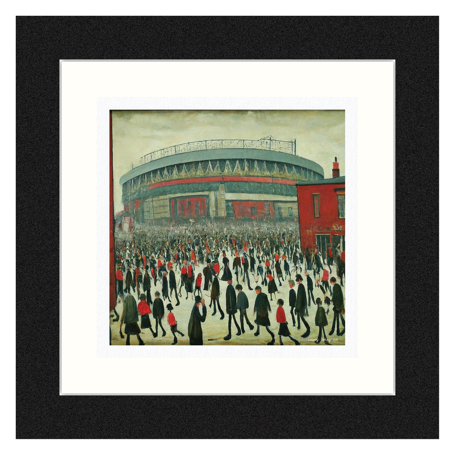 The "Red" Stadium - Lowry Style Giclée Art Print. Available Mounted/Framed or Unframed