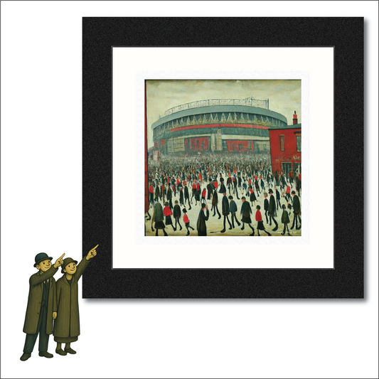 The "Red" Stadium - Lowry Style Giclée Art Print. Available Mounted/Framed or Unframed