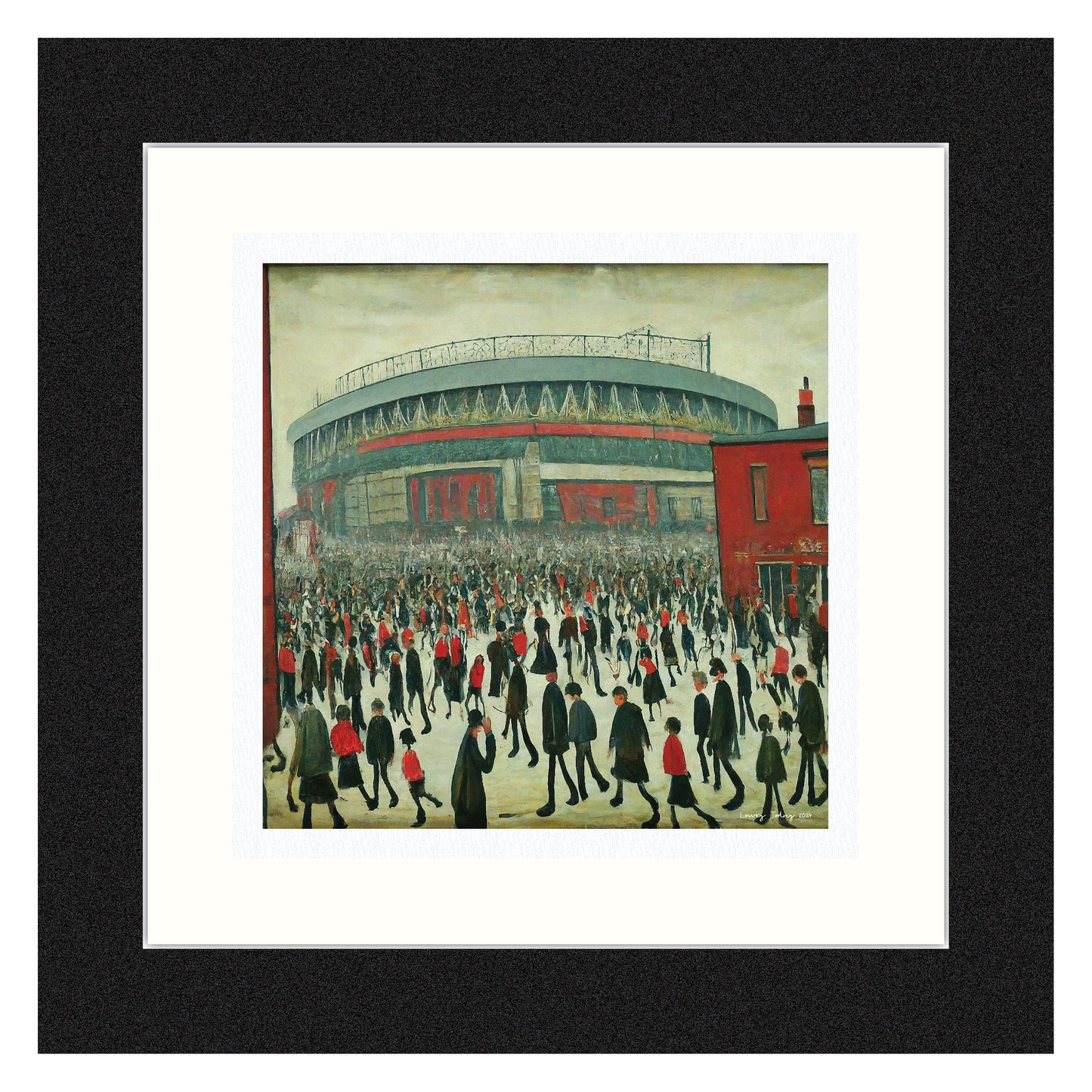 The "Red" Stadium - Lowry Style Giclée Art Print. Available Mounted/Framed or Unframed