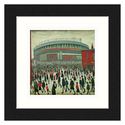 The "Red" Stadium - Lowry Style Giclée Art Print. Available Mounted/Framed or Unframed