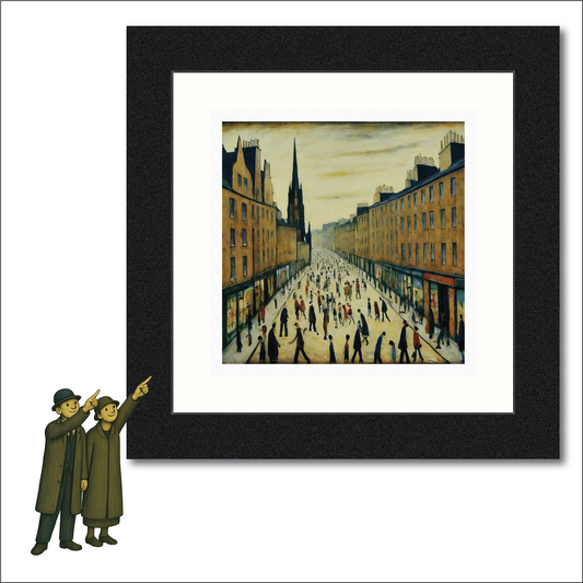 The Royal Mile, Edinburgh Lowry Style Giclée Art Print. Avaiable Framed/Mounted or Unframed.