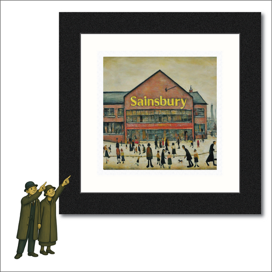 Sainsbury's - Giclée Art Print 12" Square Frame. Fabulous Image in the Style Of LS Lowry. Ideal Gift.