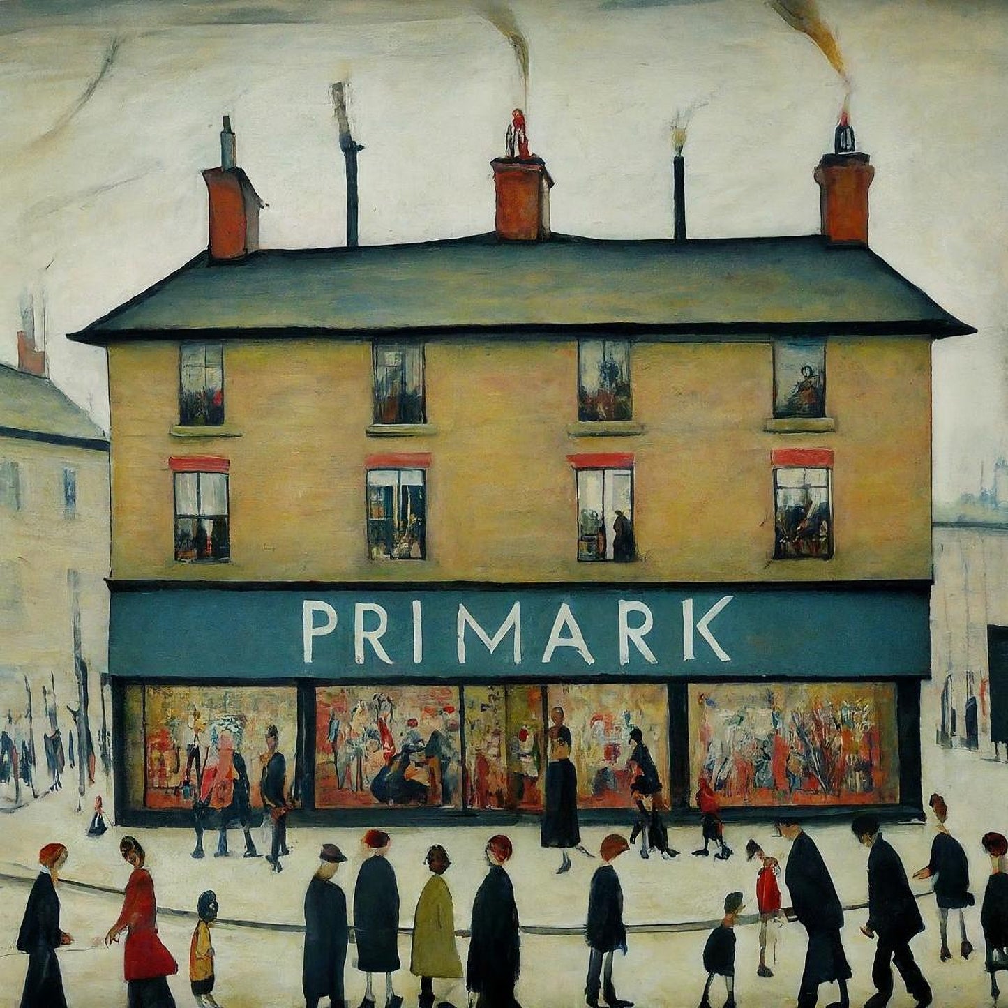 Primark - Lowry Style Giclée Art Print. Available Mounted/Framed or Unframed