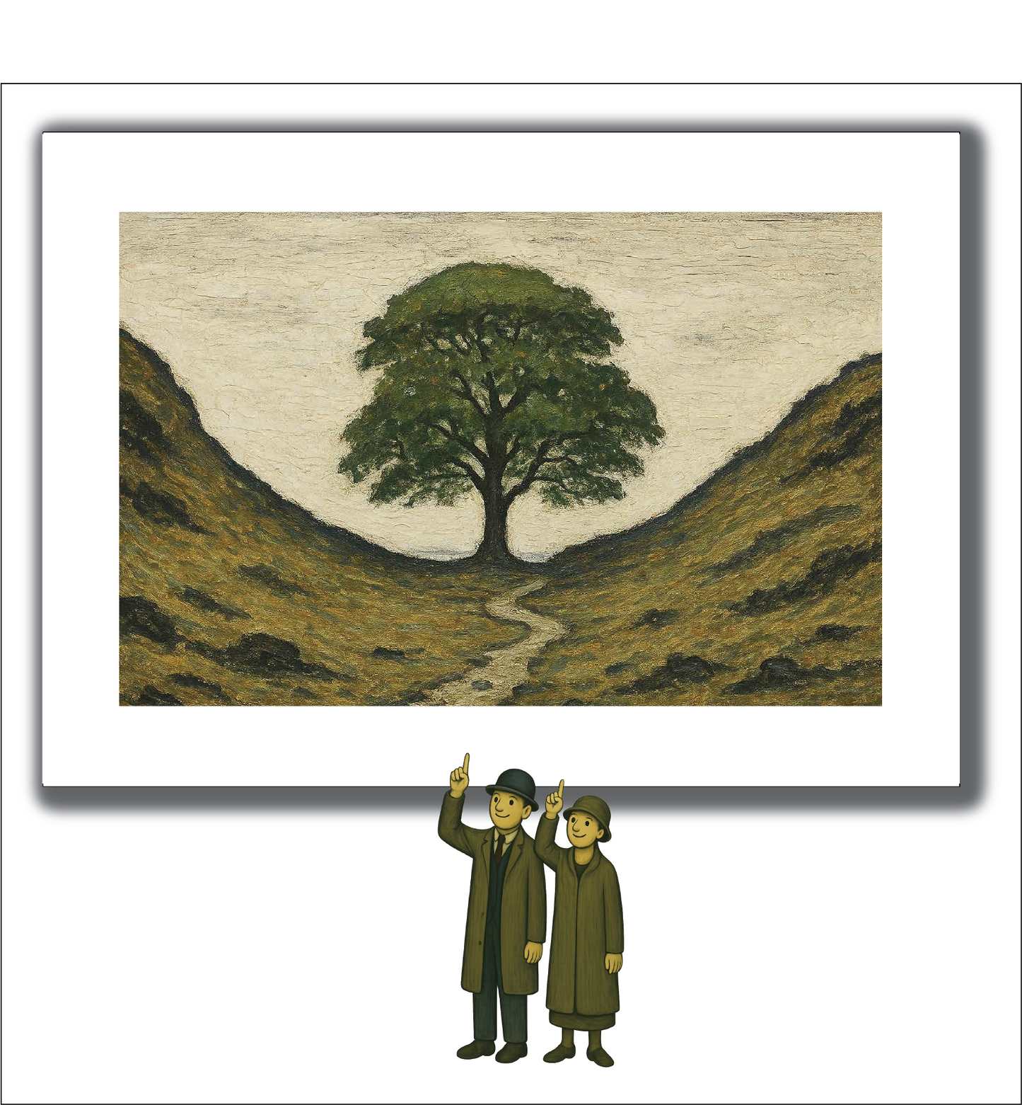 Sycamore Gap Tree - Lowry Style A4 Size Giclée Art Print. Available Framed or Unframed.