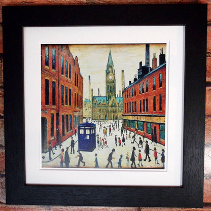 The Doctor Who Comes To Town - Lowry Style Giclée Art Print. Available Mounted/Framed or Unframed