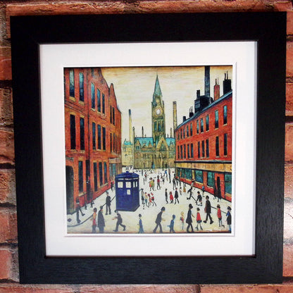 The Doctor Who Comes To Town - Lowry Style Giclée Art Print. Available Mounted/Framed or Unframed