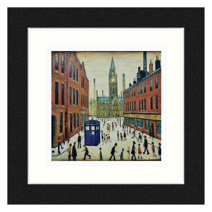 The Doctor Who Comes To Town - Lowry Style Giclée Art Print. Available Mounted/Framed or Unframed