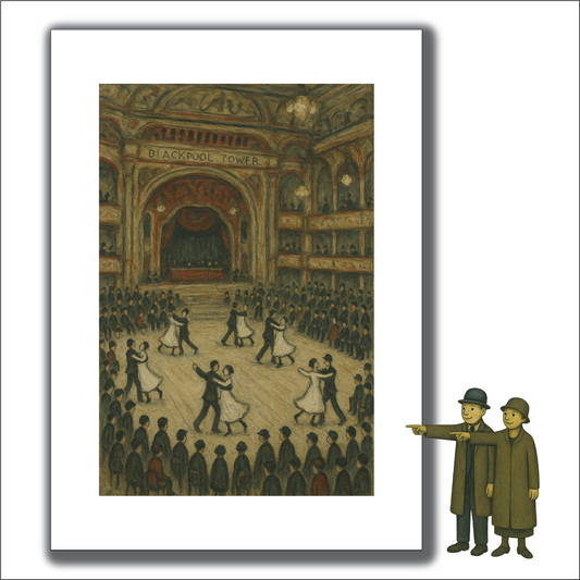 Blackpool Tower Ballroom - A4 Size Giclée Art Print. Lowry Style Art Print. Available Framed and Unframed.