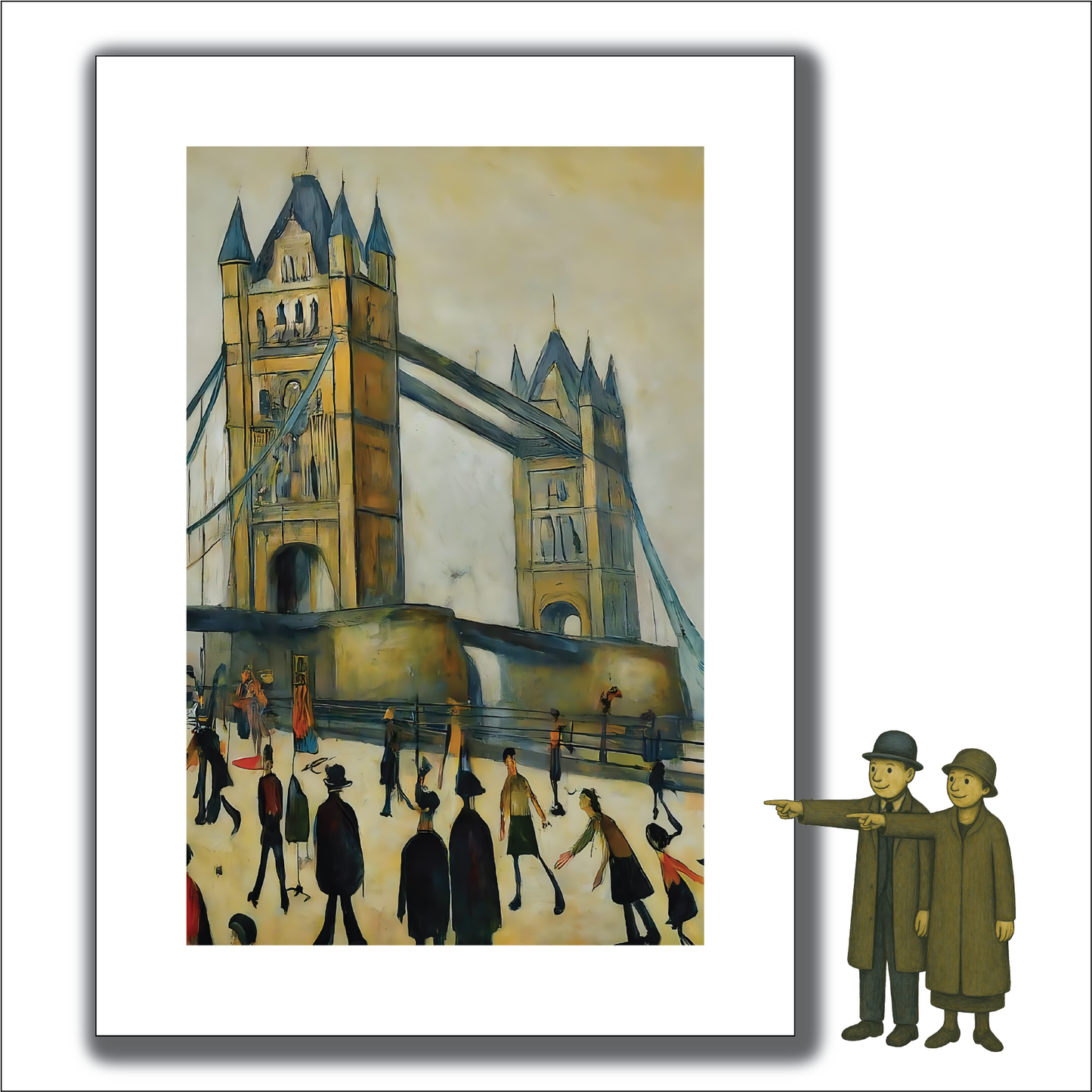 Tower Bridge - Lowry Style  A4 Size Giclée Art Print. Available Framed and Unframed.