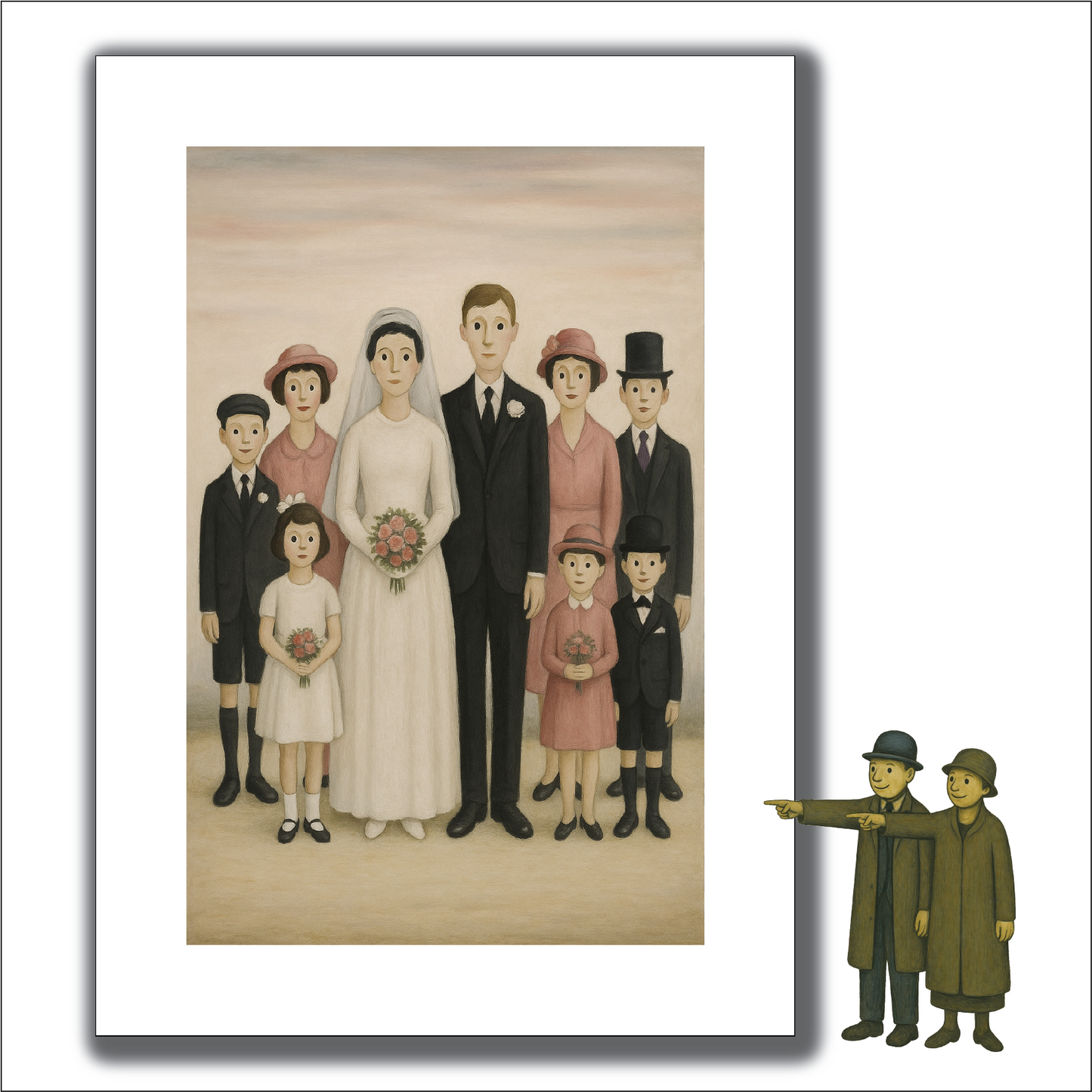 Wedding Party - Lowry Style A4 Size Giclée Art Print. Available Framed or Unframed