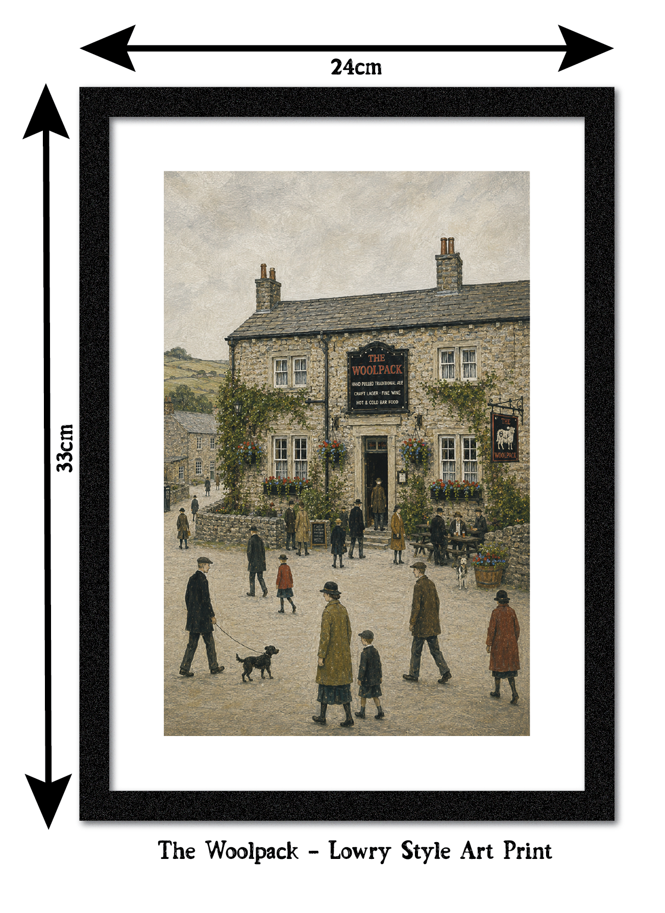 The Woolpack Inn - Lowry Style A4 Size Giclée Art Print. Available Framed or Unframed