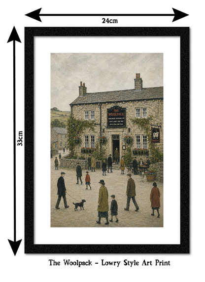 The Woolpack Inn - Lowry Style A4 Size Giclée Art Print. Available Framed or Unframed